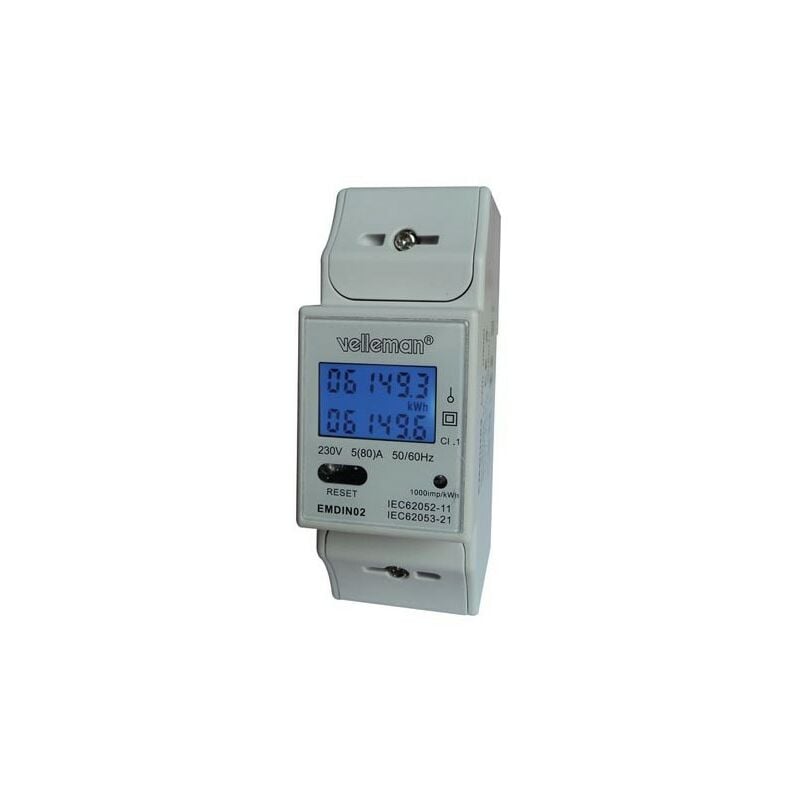 COMPTEUR kWh MONOPHASE POUR MONTAGE SUR RAIL DIN - 2 MODULES EMDIN02 RI4978