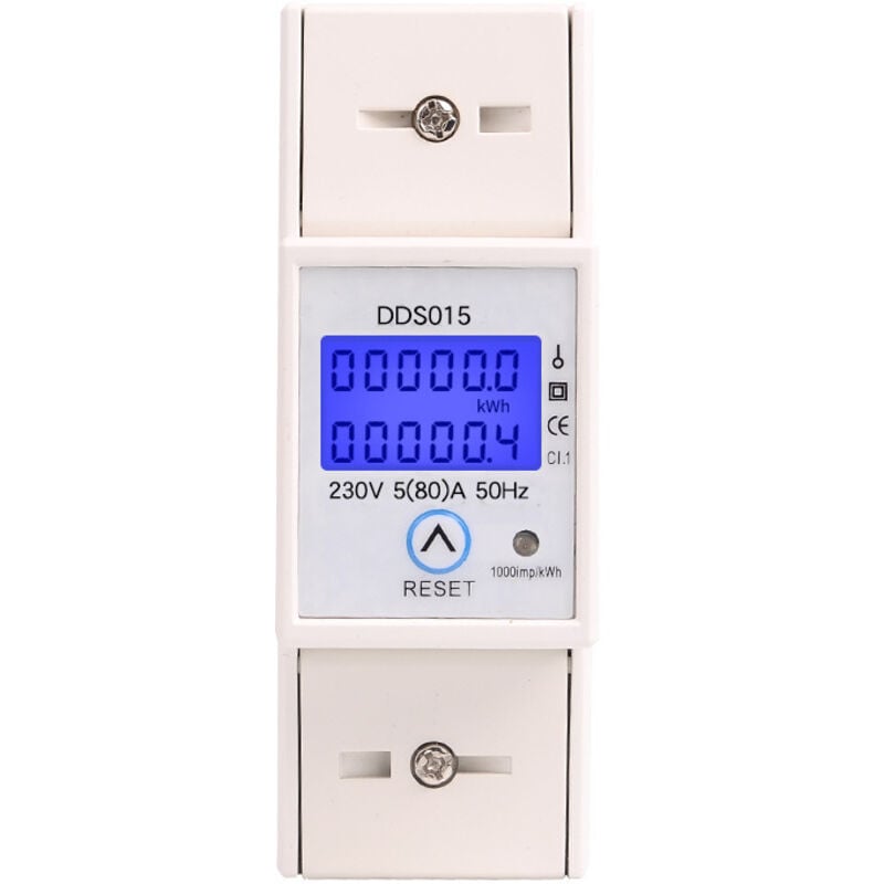 Compteur d'énergie monophasé 5-80A 230V 50Hz Compteur d'énergie rétroéclairé lcd monophasé Compteur KWh Montage sur rail din DDS015 Compteur Watt KWh