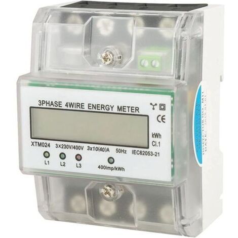 Compteur D'énergie Monophasé KWh Wattmètre Électronique de DIN-Rail Triphasé de 4 Fils de Digital avec la Couverture Transparente(10(40) A)