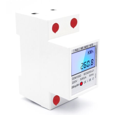ZOTERNEN Compteur d'énergie monophasé sur rail DIN, 5-80A 220V 50Hz Compteur électronique de kWh avec écran LCD rétro-éclairé