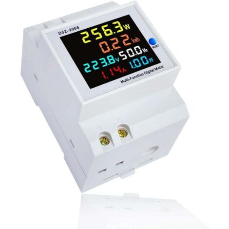 Compteur d'énergie numérique, AC 40-300V 100A, distributeur d'énergie numérique, wattmètre/kilowattmètre/voltmètre/ampèremètre de type rail DIN.