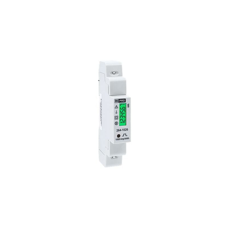 Compteur d'énergie Rs Pro 1 phase, 253 (Phase and Neutral) v ac, 45A, 55Hz, Aucun, 1 x entrée directe, 1 x sortie ( Prix pour 1 )