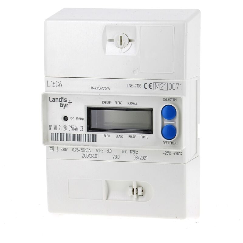 Landis Gyr - ZCD126 : Compteur électrique agrée edf - Monophasé 90 a - Tarif bleu 175 Hz plein taux conforme enedis Certifié mid ZCD126.01