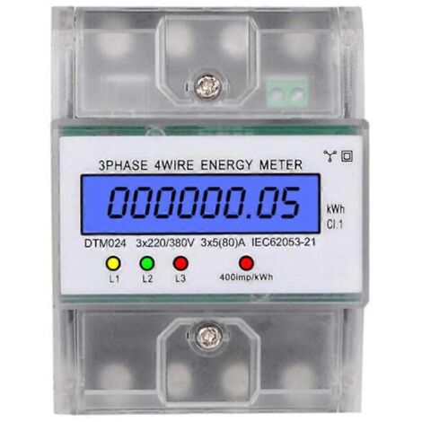 Compteur d'énergie triphasé à 4 fils 220/380 V 5-80 A Consommation d'énergie kWh--