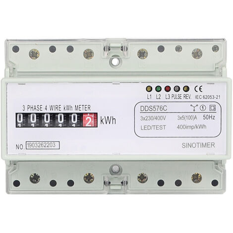 Compteur d'Énergie Triphasé Multifonction Avancé DDS576C sur Rail DIN  Écran LCD 7 Digits, 5(100)A, 380V/400V avec Entrée TC  Pour Usage Industriel, Commercial et Résidentiel-Trywise
