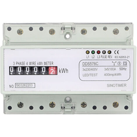 Compteur d’énergie triphasé multifonction DDS576C, rail DIN, écran LCD 7 chiffres, 5(100) A, 380/400 V, entrée TC