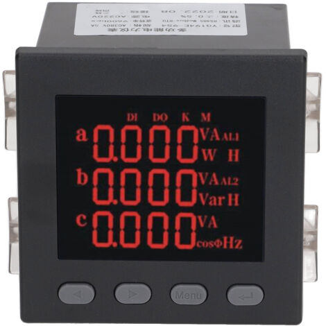 Compteur d'énergie triphasé numérique intelligent multifonction AC220V avec ampèremètre