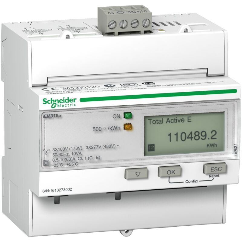 Schneider Electric - Acti9 iEM - compteur d'énergie tri - 63A - multitarif - alarme kW - BACnet - mid