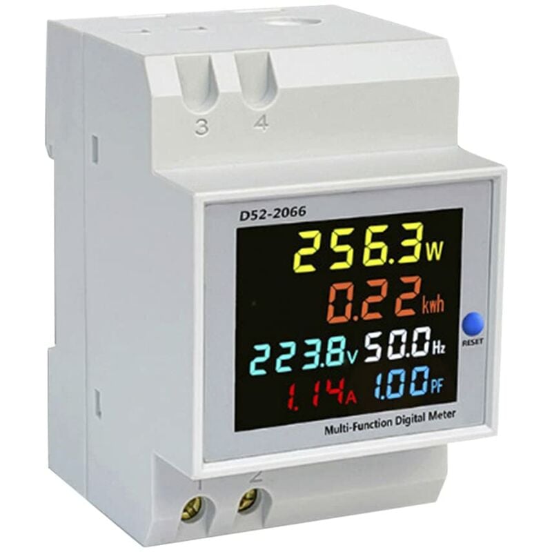 Aougo - Compteur d'énergie Numérique, Compteur électrique, ac 40-300V 100A Voltmètre Ampèremètre, Multifonctionnel Réinitialisable Courant Tension