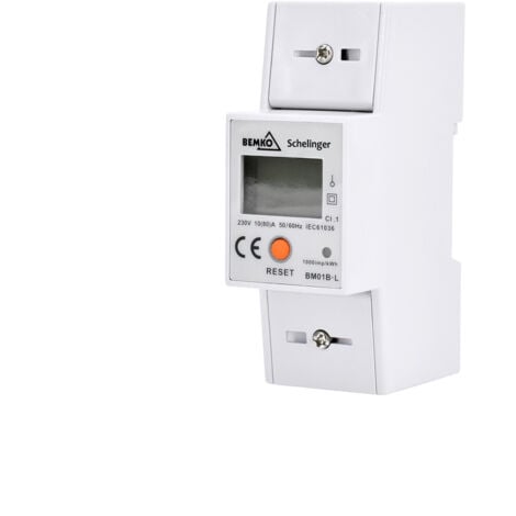 BEMKO Compteur électrique monophasé 10 (80)A - Rail DIN - IP20 - Compact 83x68x36mm
