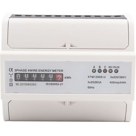 Compteur électrique numérique triphasé 4 fils DINRail 20 (80) A Compteur électronique kWh