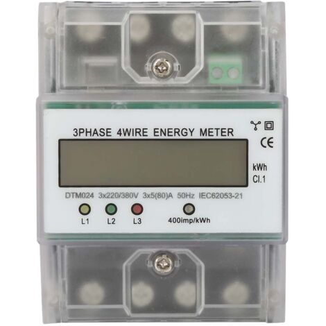 Compteur Électrique Triphasé 4 Fils 220-380V 5-80A avec Affichage LCD pour Surveillance de la Consommation