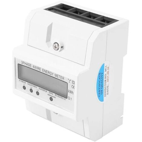 Compteur électrique triphasé 4 fils 80A LCD numérique 3 X 20 Installation sur rail DIN Précision classe 1 IEC62053