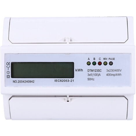 Compteur Électrique Triphasé LCD 230-400V 5-100A, Mesure Précise de la Consommation d'Énergie