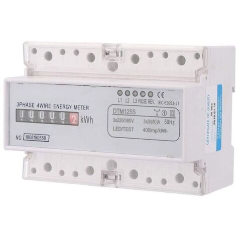 Compteur électrique triphasé numérique 20-80 A sur rail DIN, 220/380 V, affichage LCD, pour maison et appartement