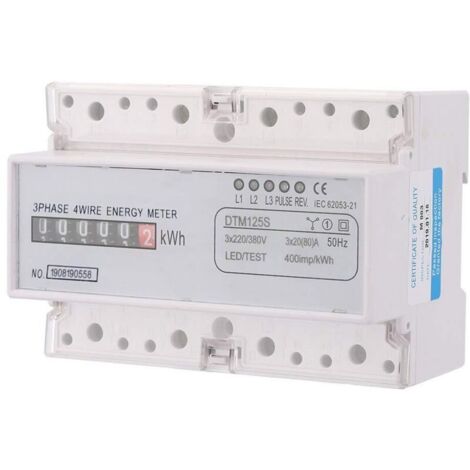 Compteur Electrique Triphasé Numérique, 20-80A Triphasé Din Rail Kilowattheure Meter KWH Meter 220 / 380v Compteur Electrique Consommation avec Ecran LCD, Convient à la Maison, l'Appartement