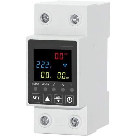 Compteur énergie intelligent WiFi 63A, protection fuite/tension/courant, réenclenchement auto, compatible Smart Life