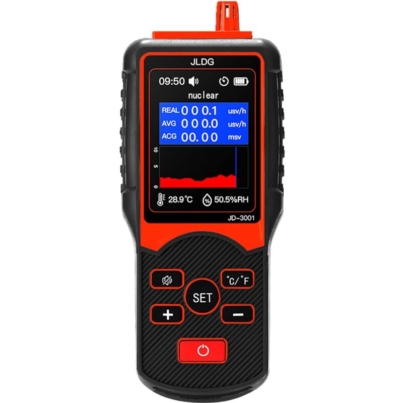 Compteur Geiger multifonctionnel - Détecteur de rayonnement électromagnétique JD-3001 Testeur de température et d'humidité à haute sensibilité pour