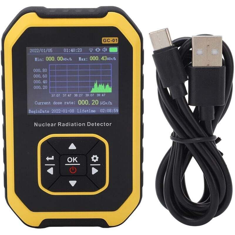 Image of Compteur Geiger Rayons Bêta Gamma X Détection Radioactive Numérique Temps Réel Carrelage Marbre