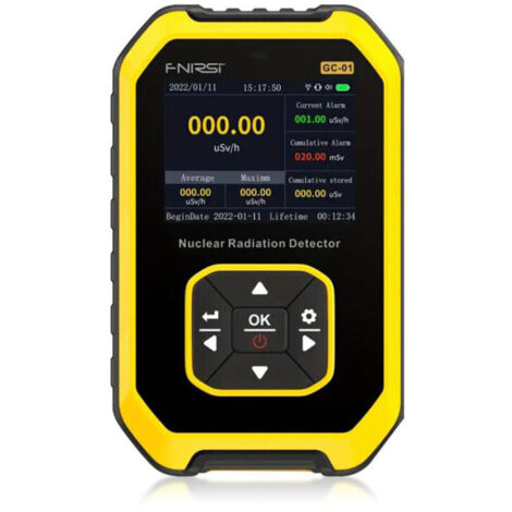 Compteur GeigerCompteur Geiger Détecteur de rayonnement nucléaire Dosimètre de rayonnement avec écran LCD, portable, moniteur de rayonnement bêta gamma rechargeable, 5 unités de dosage commutées