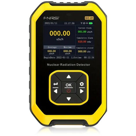 SHMSHNG Compteur GeigerCompteur Geiger Détecteur de rayonnement nucléaire – Dosimètre de rayonnement avec écran LCD, portable, moniteur de rayonnement bêta gamma rechargeable, 5 unités de dosage commutées - R