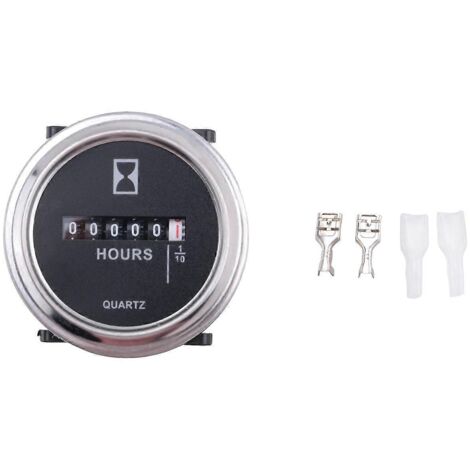 Compteur horaire 6 à 80 volts CC - Anneau de finition argenté rond