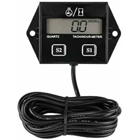 Compteur Horaire de Tachymètre Numérique LCD,Intervalle d'entretien Programmable et Réinitialisable,Surface étanche,Utilisation pour Le Générateur de Tracteur de Tondeuse à Gazon