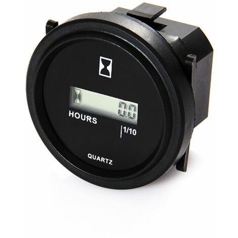 Compteur Horaire Rond LCD Compteur Horaire Quartz AC86-230V pour Chariot Fourche Chariot de golf Bateau Tracteur Générateur Moteur Tondeuse