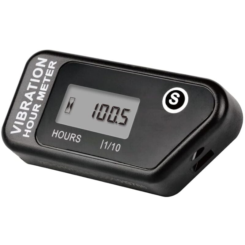 Compteur horaire sans fil alimenté par batterie, jauge de détection de vibration pour tracteur de pelouse, chariot de golf(Black)