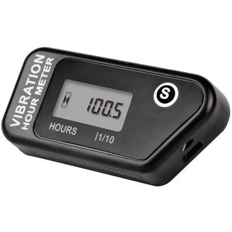 Compteur horaire sans fil alimenté par batterie, jauge de détection de vibration pour tracteur de pelouse, chariot de golf(Black)