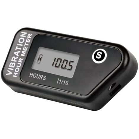 Compteur horaire sans fil alimenté par batterie, jauge de détection de vibration pour tracteur de pelouse, chariot de golf(Black)