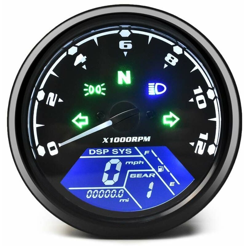 Compteur kilométrique de Moto Universel LCD Compteur de Vitesse numérique jauges de tachymètre avec veilleuse adaptée à la Moto 12V la Plus Populaire