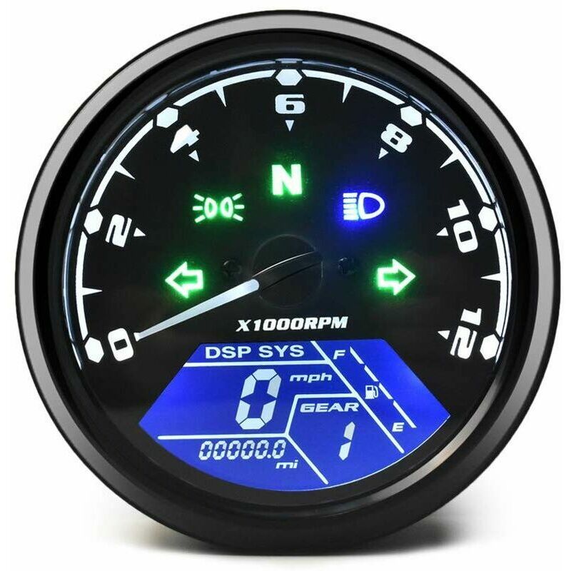 Compteur kilométrique de Moto Universel LCD Compteur de Vitesse numérique jauges de Tachymètre avec veilleuse adaptée à la Moto 12V la Plus Populaire