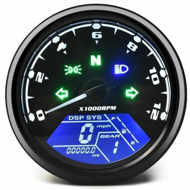 Compteur kilométrique de Moto Universel lcd Compteur de Vitesse numérique jauges de tachymètre avec veilleuse adaptée à la Moto 12V la Plus Populaire