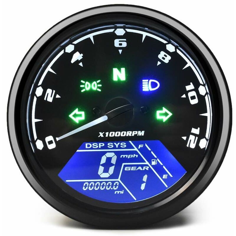 Compteur kilométrique de Moto Universel LCD Compteur de Vitesse numérique jauges de tachymètre avec veilleuse adaptée à la Moto 12V la Plus Populaire
