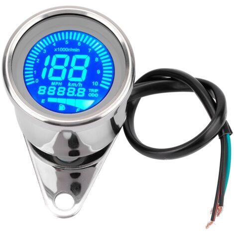 Compteur LCD pour moto : compte-tours, compteur kilométrique, compteur de vitesse 0-199 km/h, finition électro-argentée