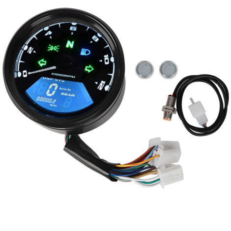 Compteur LCD pour moto, odomètre, tachymètre, compteur de vitesse, huile multifonction, DC 12V
