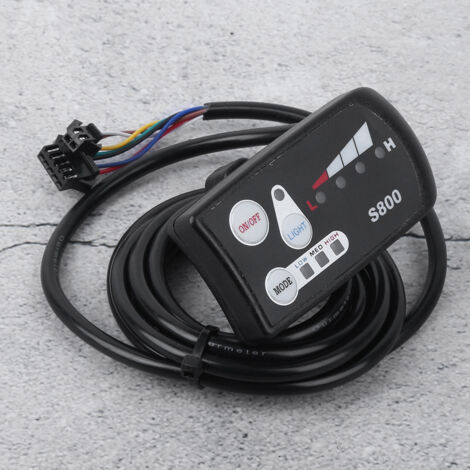 Compteur LED pour batterie lithium vélo électrique S800 - Écran horizontal noir et blanc 36V
