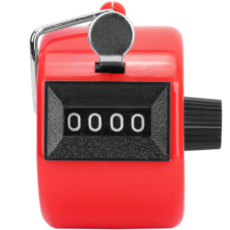 Compteur manuel BERM 4 chiffres avec crochet et remise à zéro par bouton plastique - Outil de comptage portable rouge
