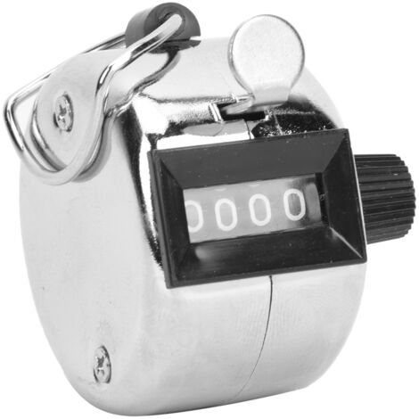 Compteur manuel BERM 4 chiffres en alliage d'aluminium argenté avec crochet et réinitialisation par bouton plastique