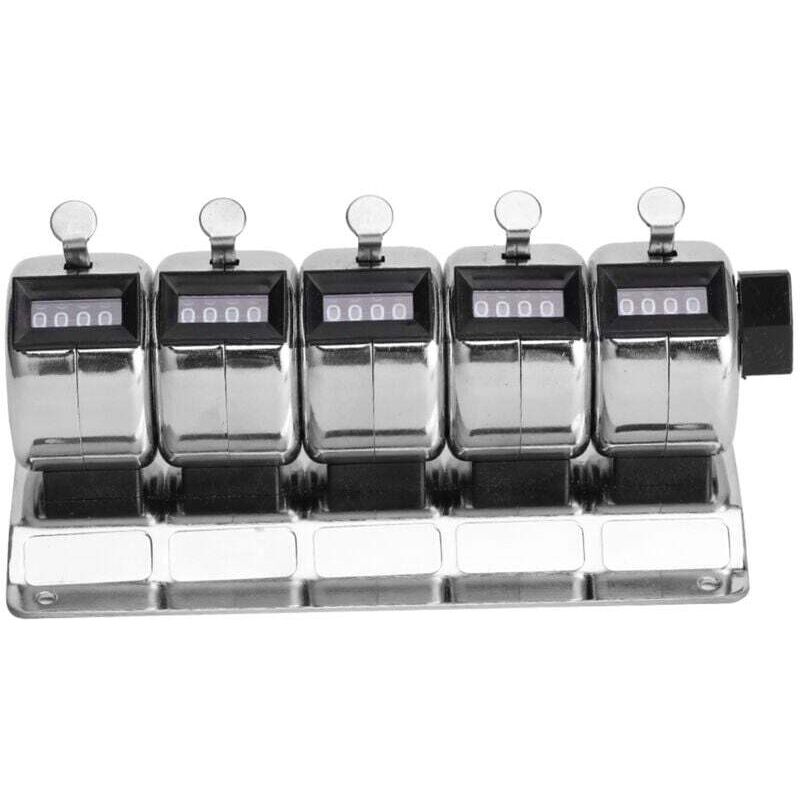 Image of Compteur Manuel Mécanique 4 Chiffres Métal Acier Inoxydable Lot 5 Unités Quincaillerie