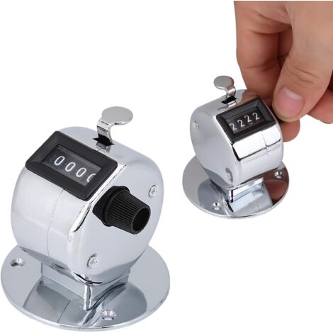Compteur Manuel Mécanique, Compteur en Métal Argenté avec Base Stable pour Comptage et Inventaire 0-9999, Mini Portable pour Bureau et Déplacements