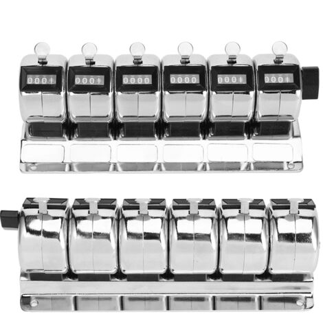 Compteur mécanique en métal, Clicker manuel à 4 chiffres, 6 unités conjointes, comptage en acier inoxydable