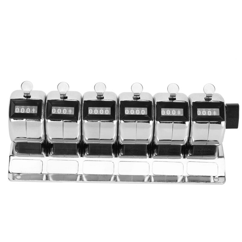 Compteur mécanique en métal, Clicker manuel à 4 chiffres conjoints, 6 unités, comptage en acier inoxydable