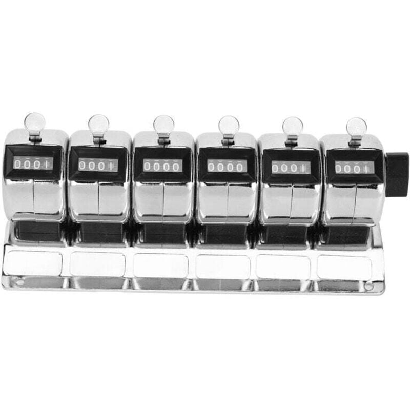 Image of Compteur Mécanique Métal 4 Chiffres Manuel Clicker Comptage Acier Inoxydable Lot 6 Unités