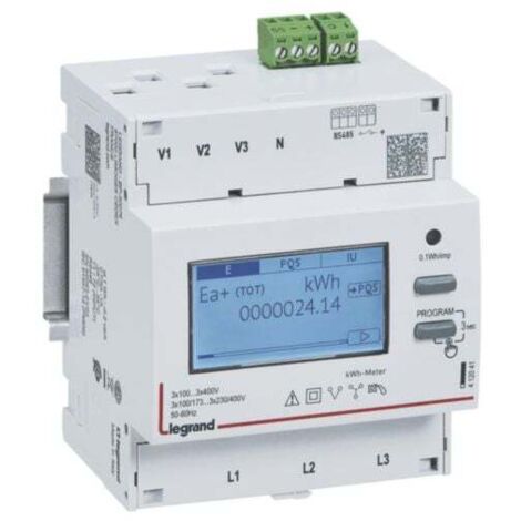 Compteur modulaire triphasé EMDX³ non MID raccordement TI 5A - 4 modules - avec sortie RS485 - LEGRAND
