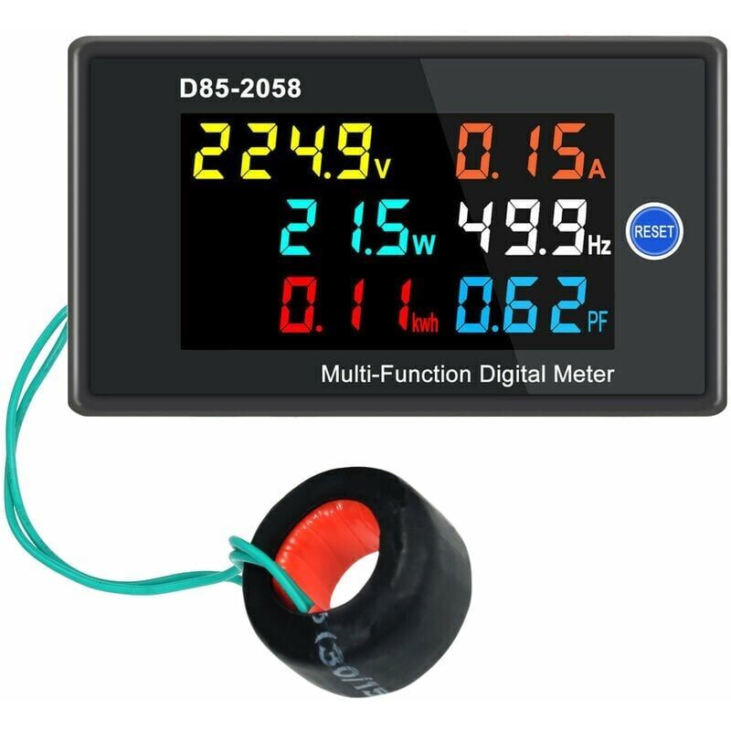 Compteur numérique multifonction monophasé - Affichage lcd - Mesure de tension ca et de puissance électrique - Affichage noir - AC40-300V