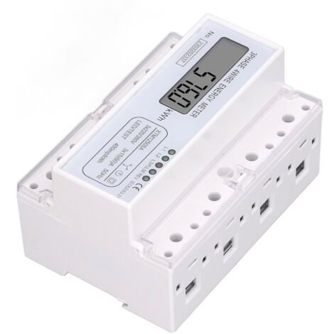 Compteur Numérique Triphasé 4 Fils 7P LCD pour Mesure de Consommation Électrique Kwh, Installation sur Rail DIN 35mm