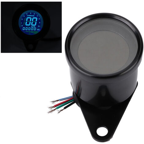 Compteur numérique universel moto LED avec indicateur de vitesse, régime et niveau d'huile - Noir