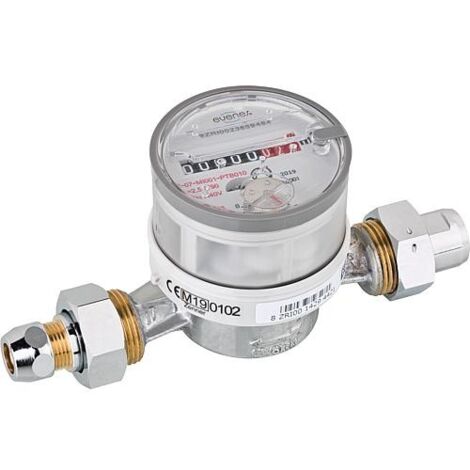 Compteur p. vanne d’angle chaud Q3 2,5 (QN 1,5m³/h) l:80mm DN20